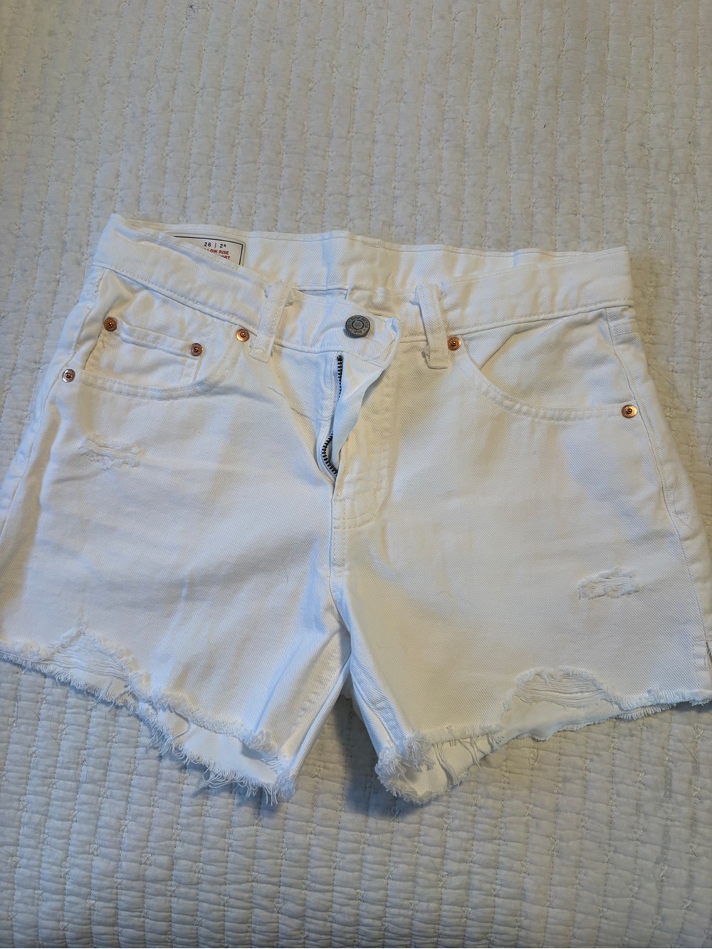 GAP White Distressed Denim Cutoff Shorts